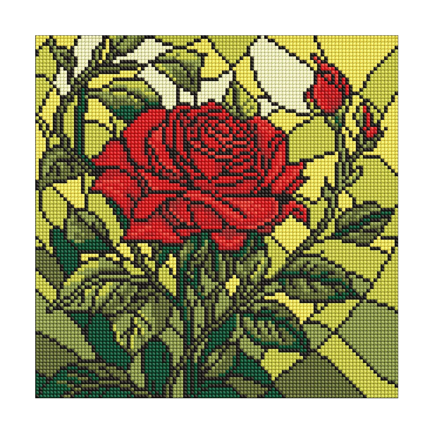 Алмазна мозаїка Ideyka Вітраж. Троянда, 30*30 см (AMO8321)